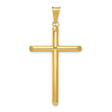 14k Yellow Gold Latin Cross Pendant, Polished Religious Charm for Men and Women