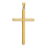14k Yellow Gold Latin Cross Pendant, Tubular Minimalist Design for Men and Women