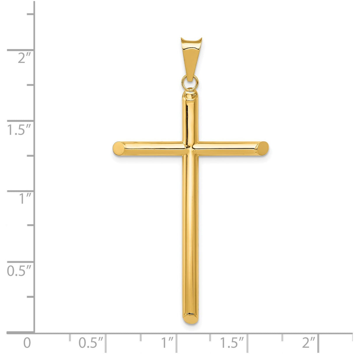 14k Yellow Gold Latin Cross Pendant, Tubular Minimalist Design for Men and Women