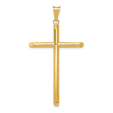 14k Yellow Gold Latin Cross Pendant, Tubular Minimalist Design for Men and Women