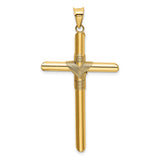 Polished Hollow Latin Rope Cross Charm Pendant in Real 14k Yellow Gold