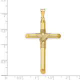 Polished Hollow Latin Rope Cross Charm Pendant in Real 14k Yellow Gold