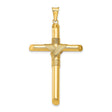 Polished Hollow Latin Rope Cross Charm Pendant in Real 14k Yellow Gold