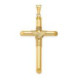 Polished Hollow Latin Rope Cross Charm Pendant in Real 14k Yellow Gold