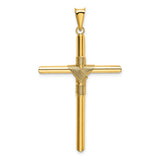 Polished Hollow Latin Rope Cross Charm Pendant in Real 14k Yellow Gold