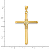 Polished Hollow Latin Rope Cross Charm Pendant in Real 14k Yellow Gold