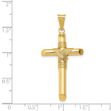 Polished Hollow Latin Rope Cross Charm Pendant in Real 14k Yellow Gold