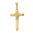 Polished Hollow Latin Rope Cross Charm Pendant in Real 14k Yellow Gold