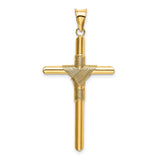 Polished Hollow Latin Rope Cross Charm Pendant in Real 14k Yellow Gold