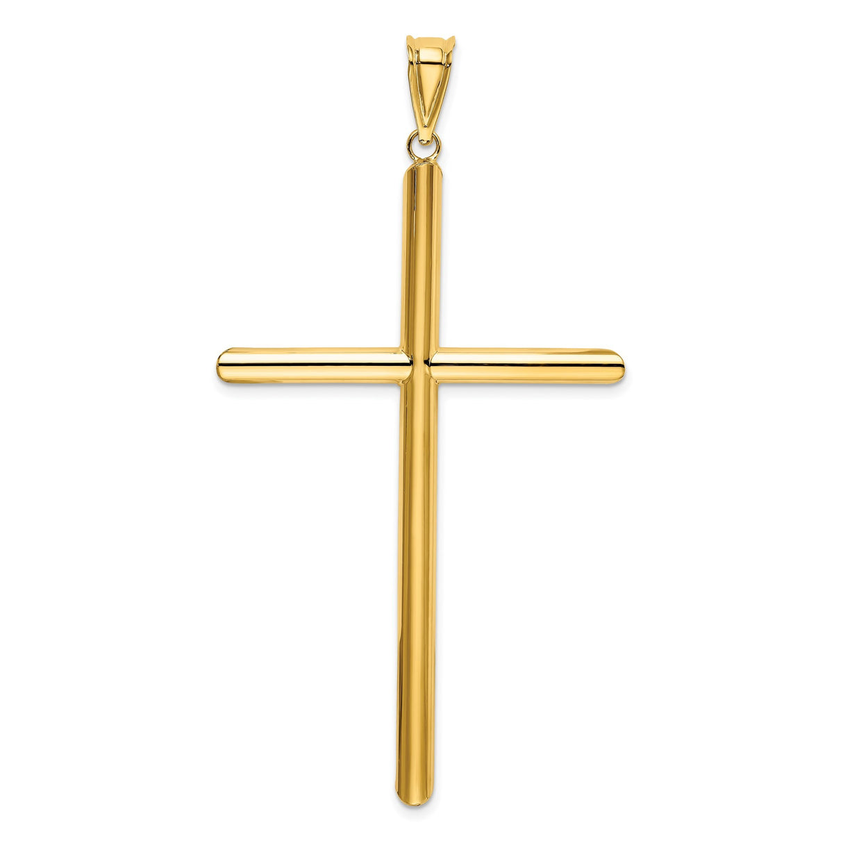 14k Yellow Gold Cross Pendant, Slim Latin Cross Design, High Polish Finish, Unisex Faith Jewelry