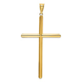 14k Yellow Gold Cross Pendant, Slim Latin Cross Design, High Polish Finish, Unisex Faith Jewelry