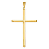 14k Yellow Gold Cross Pendant, Slim Latin Cross Design, High Polish Finish, Unisex Faith Jewelry