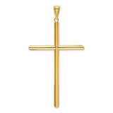 14k Yellow Gold Cross Pendant with Rounded Latin Arms, Polished Religious Design