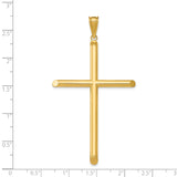 14k Yellow Gold Cross Pendant with Rounded Latin Arms, Polished Religious Design