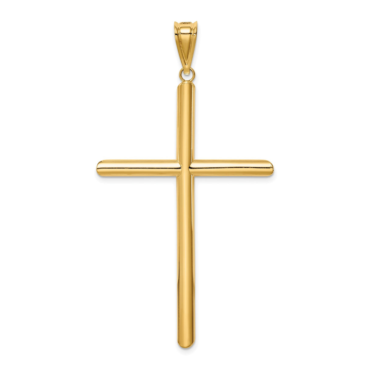 14k Yellow Gold Latin Cross Pendant, High Polish Unisex Religious Charm Jewelry