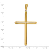 14k Yellow Gold Latin Cross Pendant, High Polish Unisex Religious Charm Jewelry