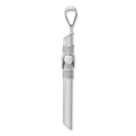 14k White Gold Cross Pendant with Textured Latin Rope Design for Men and Women