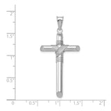 14k White Gold Cross Pendant with Textured Latin Rope Design for Men and Women