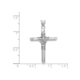 14k White Gold Cross Pendant with Rope Detail and Polished Finish for Men and Women