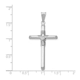 14k White Gold Rope Cross Pendant, Polished Finish, Minimalist Religious Design for Men and Women