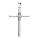 14k White Gold Latin Rope Cross Pendant, Polished Religious Jewelry for Men and Women
