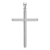 14k White Gold Latin Style Cross Pendant, Polished Hollow Design, Unisex Religious Jewelry