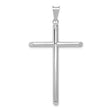 14k White Gold Latin Style Cross Pendant, Polished Hollow Design, Unisex Religious Jewelry