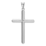 14k White Gold Latin Cross Pendant, Minimalist Polished Religious Charm for Men and Women