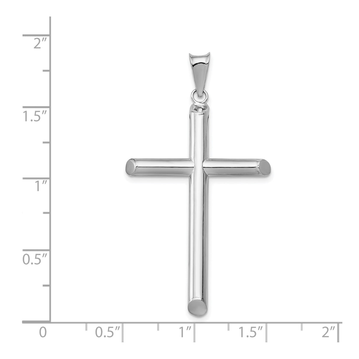 14k White Gold Latin Cross Pendant, Minimalist Polished Religious Charm for Men and Women