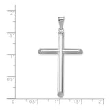 14k White Gold Latin Cross Pendant, Minimalist Polished Religious Charm for Men and Women
