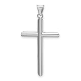 14k White Gold Latin Cross Pendant, Polished Hollow Religious Design for Men and Women