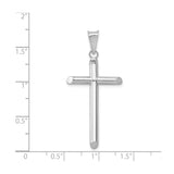 14k White Gold Latin Cross Pendant, Polished Hollow Religious Design for Men and Women