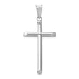 14k White Gold Latin Cross Pendant, Polished Hollow Religious Design for Men and Women