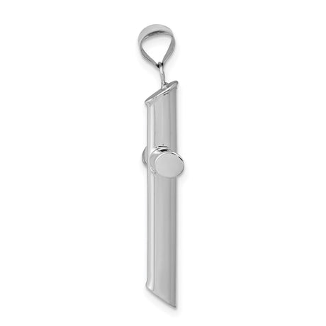 14k White Gold Cross Pendant with Hollow Latin Design, Polished Finish, Unisex Religious Jewelry