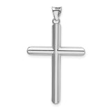14k White Gold Cross Pendant with Hollow Latin Design, Polished Finish, Unisex Religious Jewelry