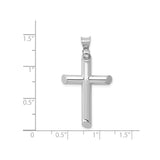 14k White Gold Cross Pendant with Hollow Latin Design, Polished Finish, Unisex Religious Jewelry