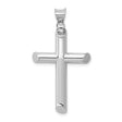 14k White Gold Cross Pendant with Hollow Latin Design, Polished Finish, Unisex Religious Jewelry