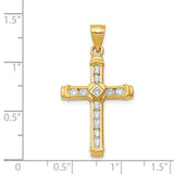 CZ Latin Cross Charm Pendant in Real 14k Yellow Gold