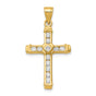 CZ Latin Cross Charm Pendant in Real 14k Yellow Gold