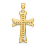 14k Yellow Gold Maltese Cross Pendant with Beaded Border Cutout Design for Men and Women