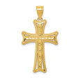 14k Yellow Gold Maltese Cross Pendant with Beaded Border Cutout Design for Men and Women
