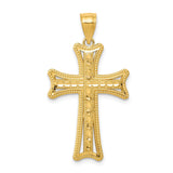 14k Yellow Gold Maltese Cross Pendant with Beaded Border Cutout Design for Men and Women