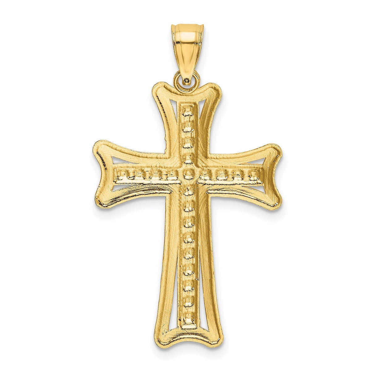14k Yellow Gold Maltese Cross Pendant with Milgrain Border and Polished Bail