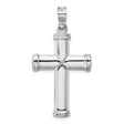 14k White Gold Latin Cross Pendant with Capped Ends and Polished Finish