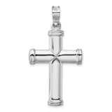 14k White Gold Latin Cross Pendant with Capped Ends and Polished Finish