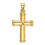 14k Yellow Gold Cross Pendant with Bevel Edges and Mirror Finish for Men and Women