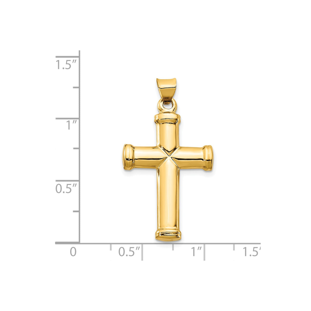 14k Yellow Gold Cross Pendant with Bevel Edges and Mirror Finish for Men and Women