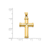 14k Yellow Gold Cross Pendant with Bevel Edges and Mirror Finish for Men and Women