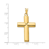14k Yellow Gold Latin Cross Pendant, Polished Reversible Religious Jewelry for Men and Women