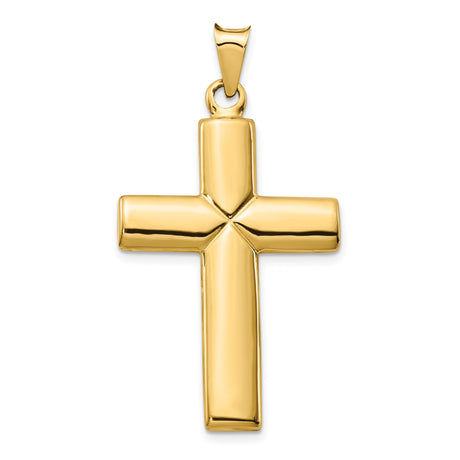 14k Yellow Gold Latin Cross Pendant, Polished Reversible Religious Jewelry for Men and Women